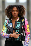 Vibrant Studded Leather Jacket -81765