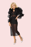 Sheer Ruffled Midi Dress -82185