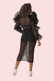 Sheer Ruffled Midi Dress -82185