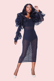 Sheer Ruffled Midi Dress -82185