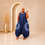 Denim Balloon Jumpsuit – Sleeveless Wide Leg Harem Style