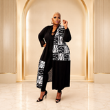 Black Love Print Longline Duster Cardigan – Small to X-Large