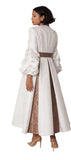 Formal Dress Robe with Puff Sleeves with Pearl Cross Accent- 4850