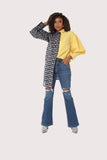 Woven Top with Contrasting Printed Panel- 81988