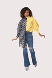 Woven Top with Contrasting Printed Panel- 81988