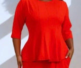 Denim Luxe Peplum Two-Piece Set – Curvy & Plus Size (M–3X)