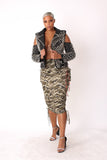 Woven Print Midi Skirt - 81927