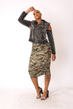 Woven Print Midi Skirt - 81927
