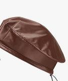 Faux Leather Beret Hat – Chic Women’s Vintage Parisian Style | Black • Red • Brown