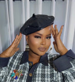 Faux Leather Beret Hat – Chic Women’s Vintage Parisian Style | Black • Red • Brown