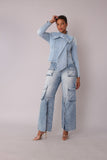 Bow Detail Denim Top -82417