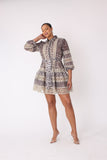 Stylish Leopard Print Lace Trim Dress- 82800