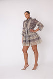 Stylish Leopard Print Lace Trim Dress- 82800