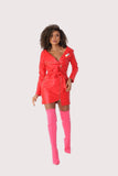Sleek Leather Zip-Up Dress - 81857