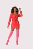 Sleek Leather Zip-Up Dress - 81857