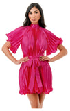 Chic Satin Pleated Mini Dress - Versatile Wear