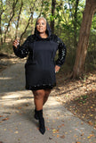 Sequins Hooded Little Black Dress - Treasured Joule